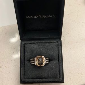 David Yurman Petite Wheaton Morganite and diamond ring 10x8mm, size 8